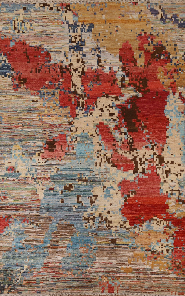 Wool Gabbeh Kashkoli Abstract Area Rug 5x8