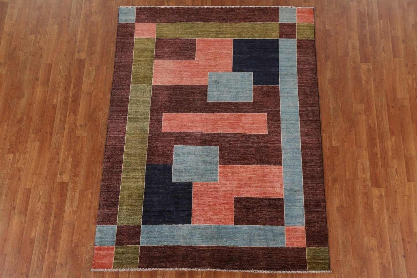 Contemporary Gabbeh Kashkoli Wool Area Rug 5x7