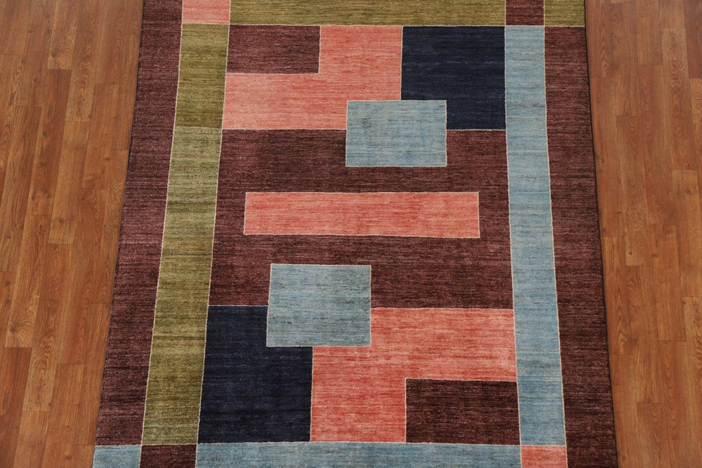 Contemporary Gabbeh Kashkoli Wool Area Rug 5x7