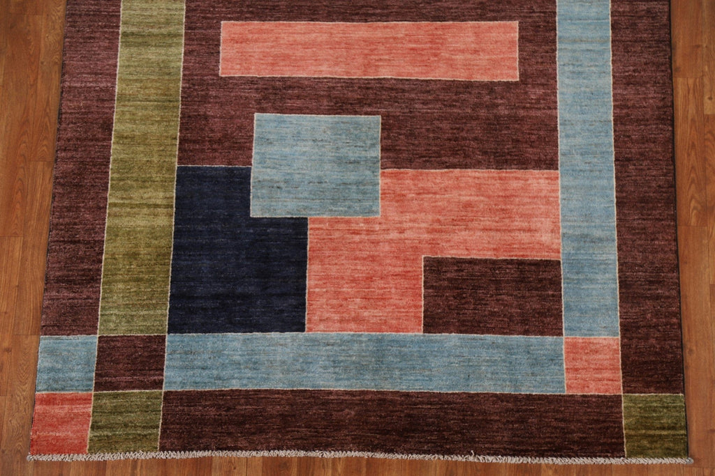 Contemporary Gabbeh Kashkoli Wool Area Rug 5x7