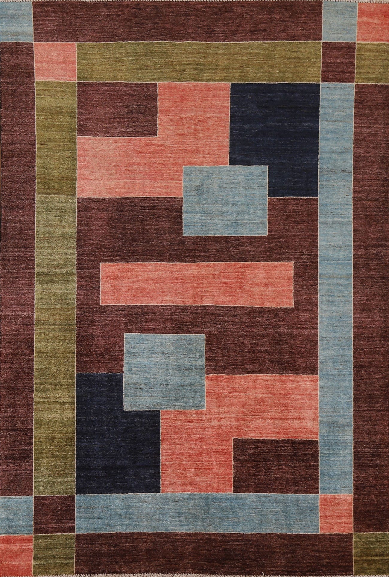 Contemporary Gabbeh Kashkoli Wool Area Rug 5x7