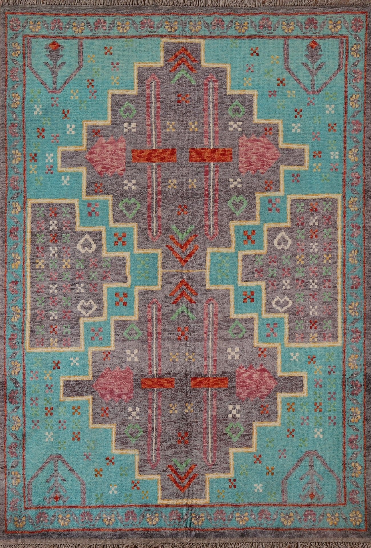 Geometric Oushak Oriental Area Rug 5x7