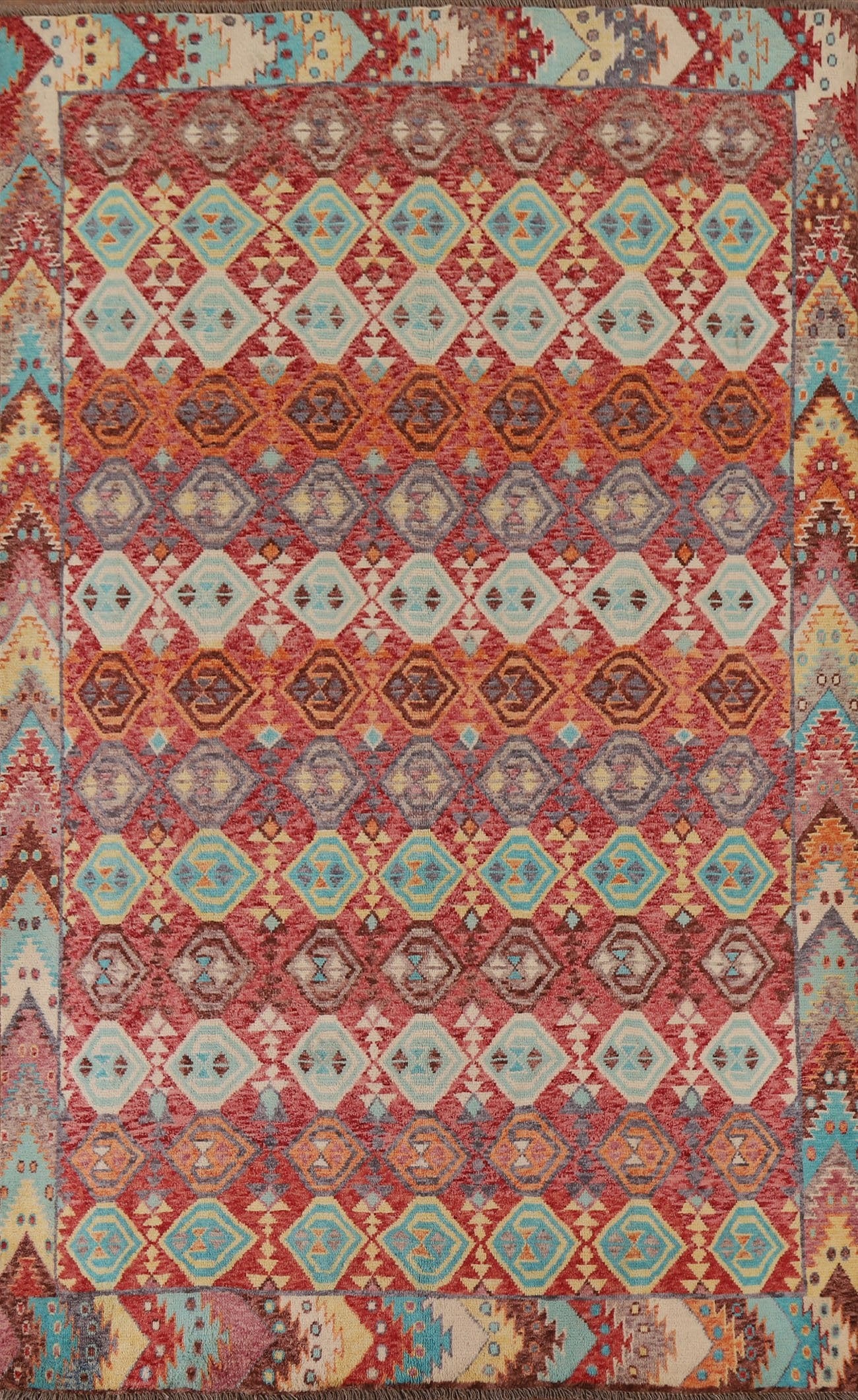 All-Over Geometric Oushak Oriental Area Rug 7x10