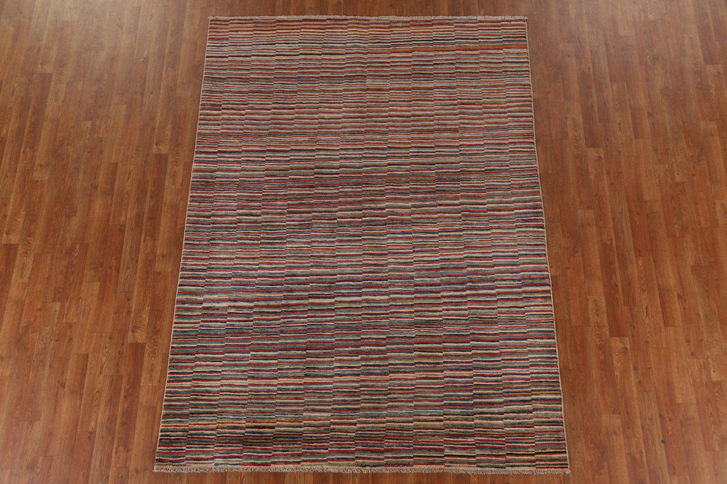 Striped Gabbeh Kashkoli Oriental Area Rug 6x8