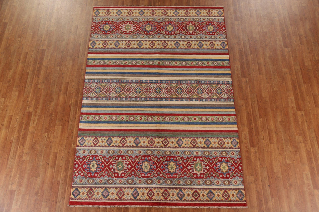 Striped Gabbeh Kashkoli Area Rug 7x10