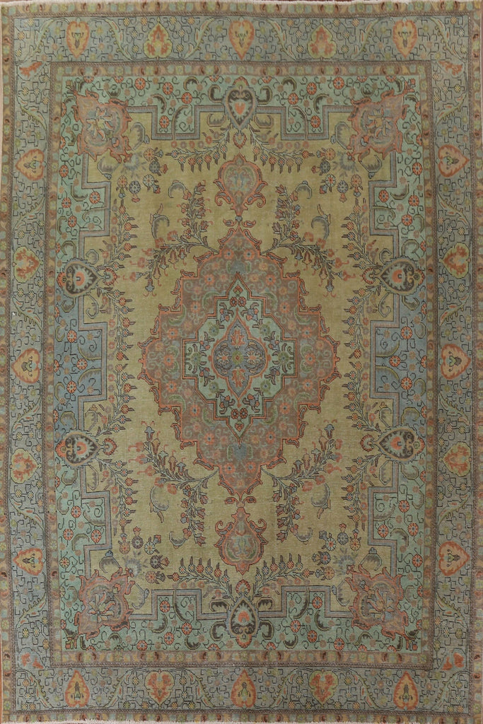 Distressed Over-Dyed Tabriz Persian Area Rug 10x12