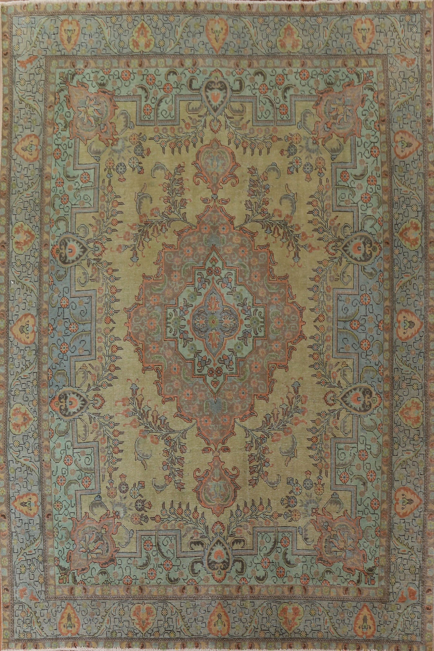 Distressed Over-Dyed Tabriz Persian Area Rug 10x12