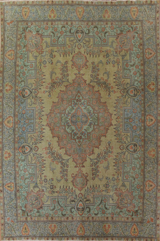 Distressed Over-Dyed Tabriz Persian Area Rug 10x12