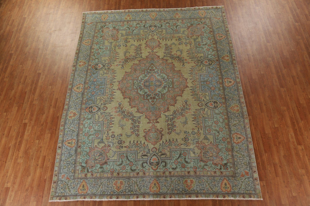 Distressed Over-Dyed Tabriz Persian Area Rug 10x12