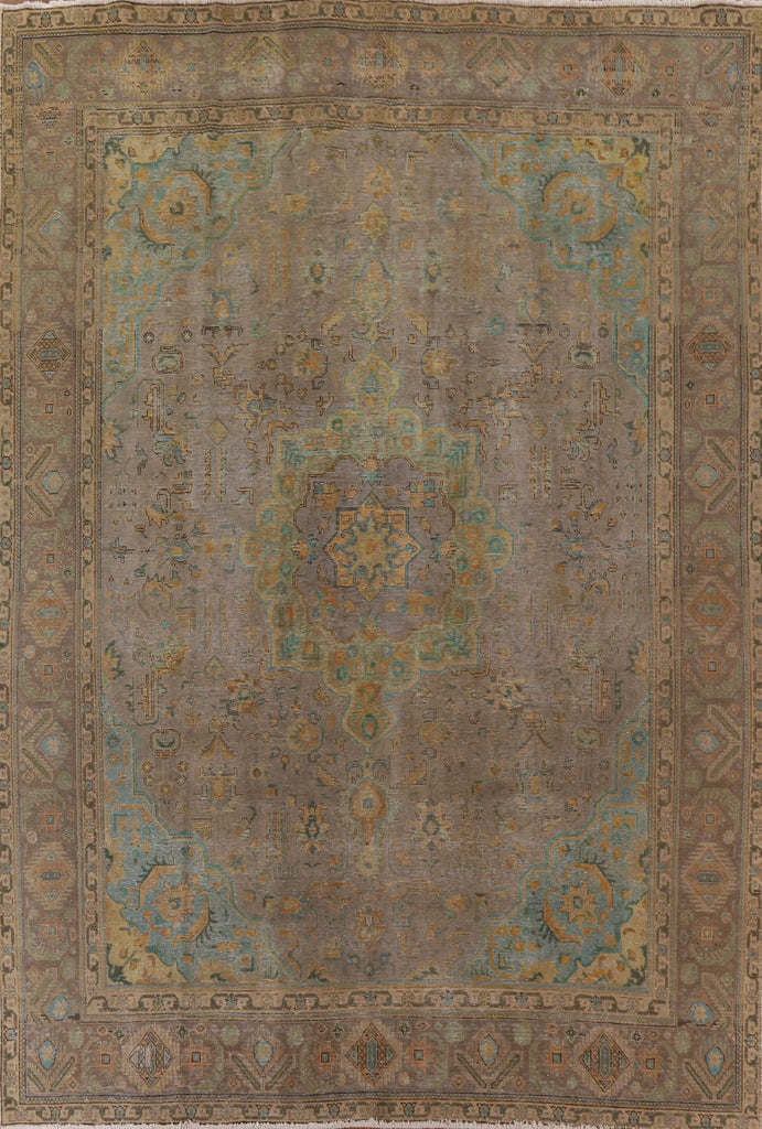 Distressed Over-Dyed Tabriz Persian Area Rug 9x12