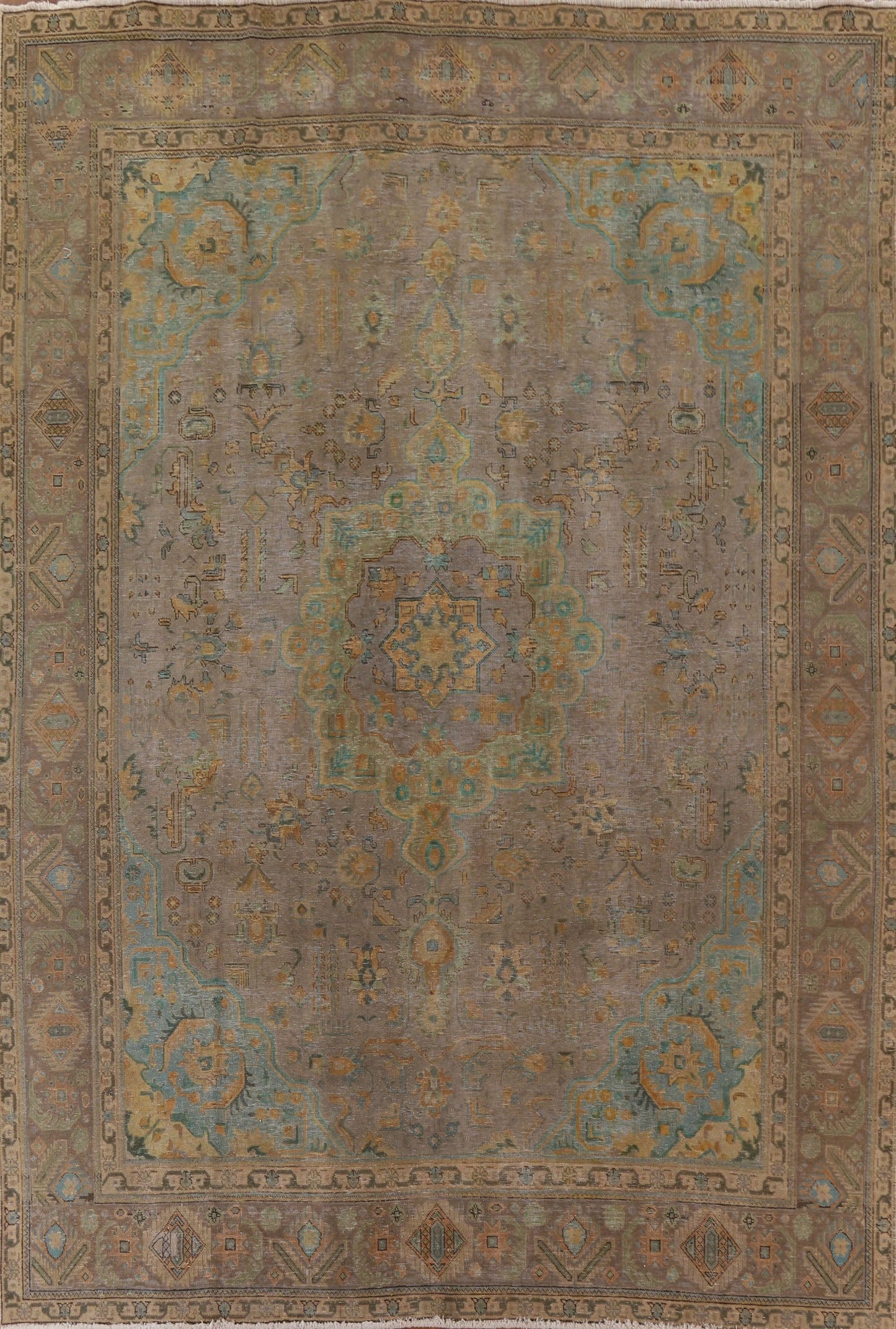 Distressed Over-Dyed Tabriz Persian Area Rug 9x12