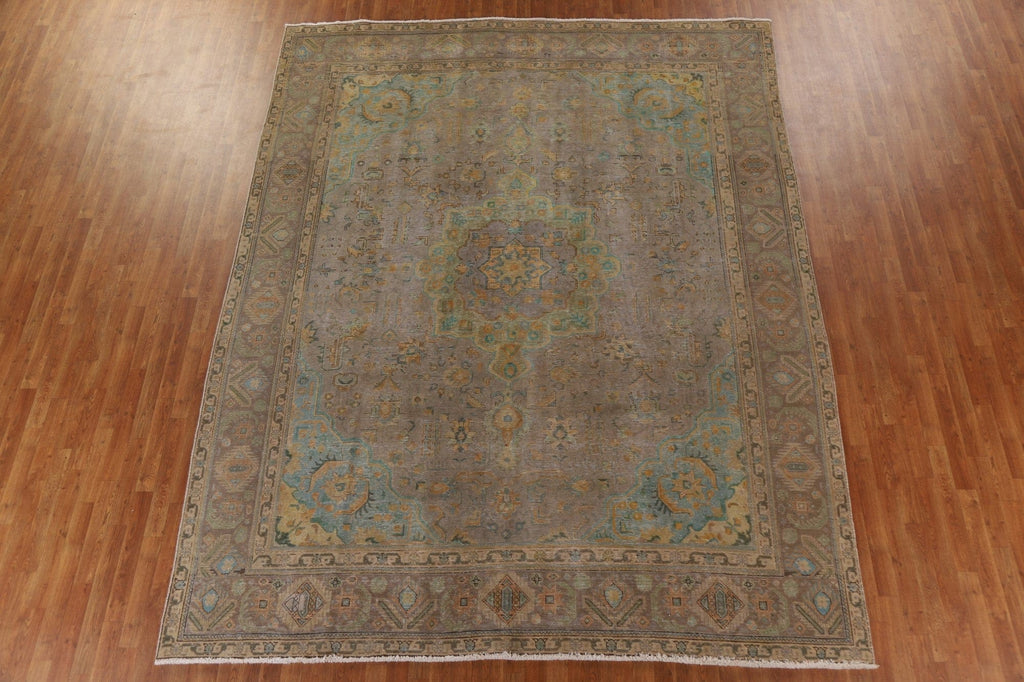 Distressed Over-Dyed Tabriz Persian Area Rug 9x12