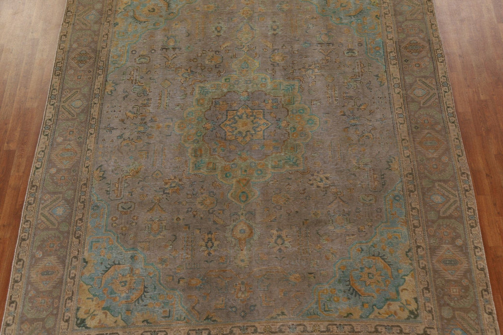 Distressed Over-Dyed Tabriz Persian Area Rug 9x12