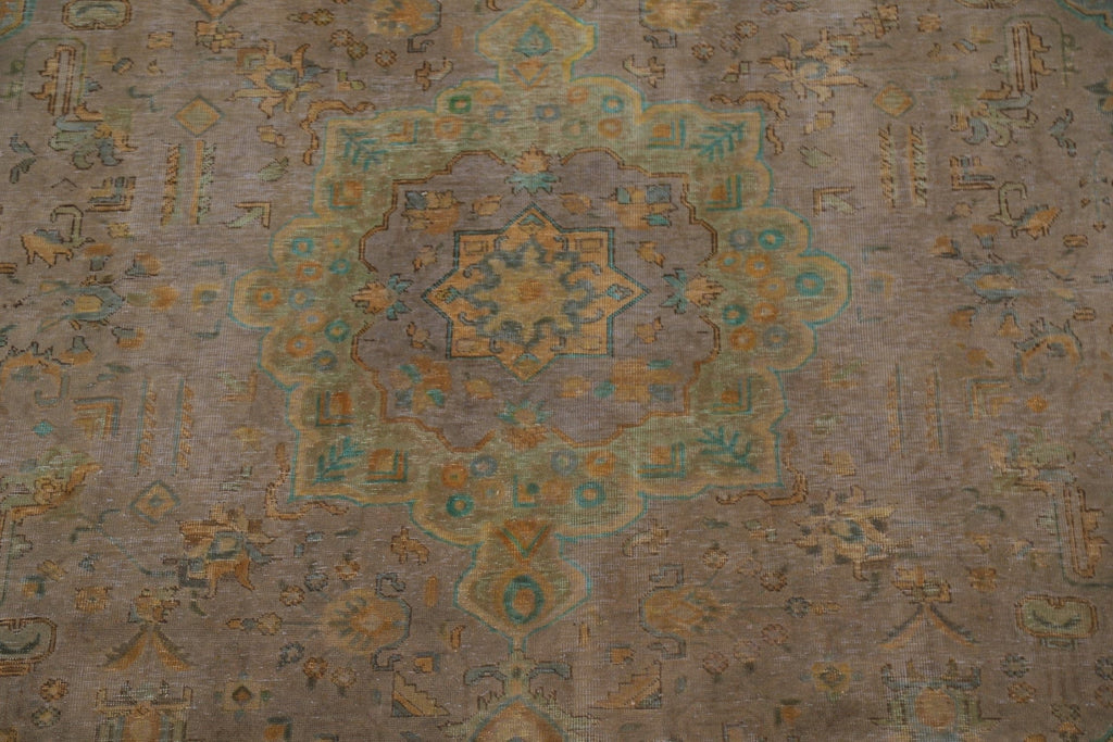 Distressed Over-Dyed Tabriz Persian Area Rug 9x12