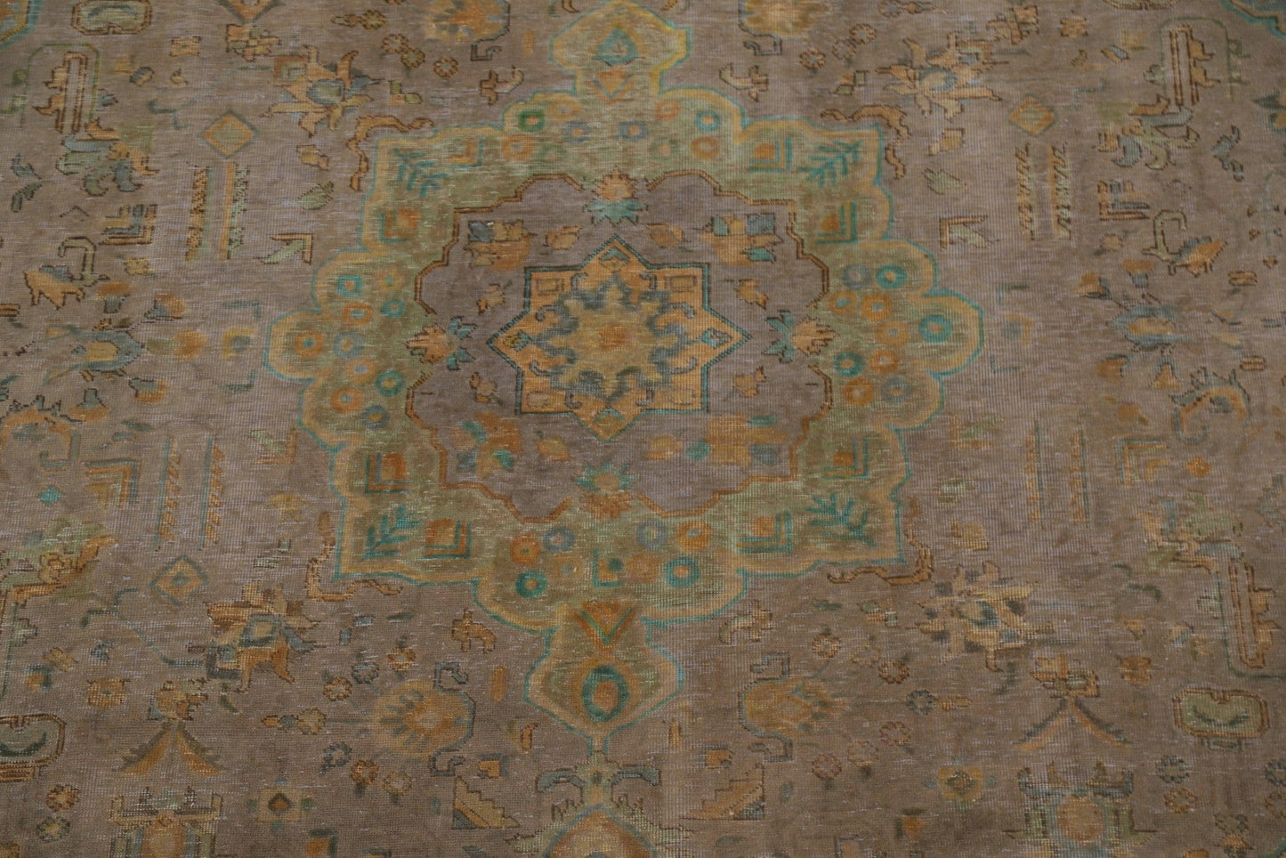 Distressed Over-Dyed Tabriz Persian Area Rug 9x12