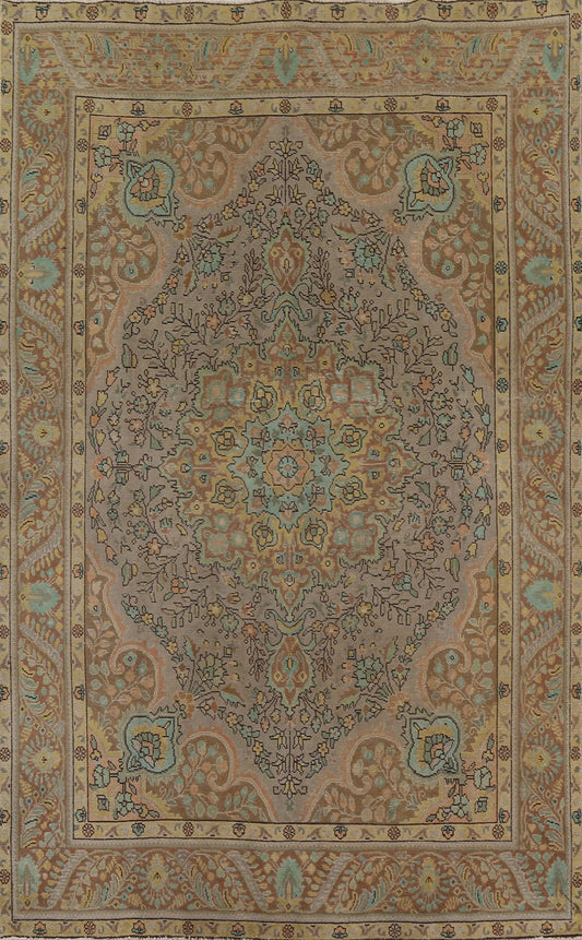 Distressed Over-Dyed Tabriz Persian Area Rug 7x10