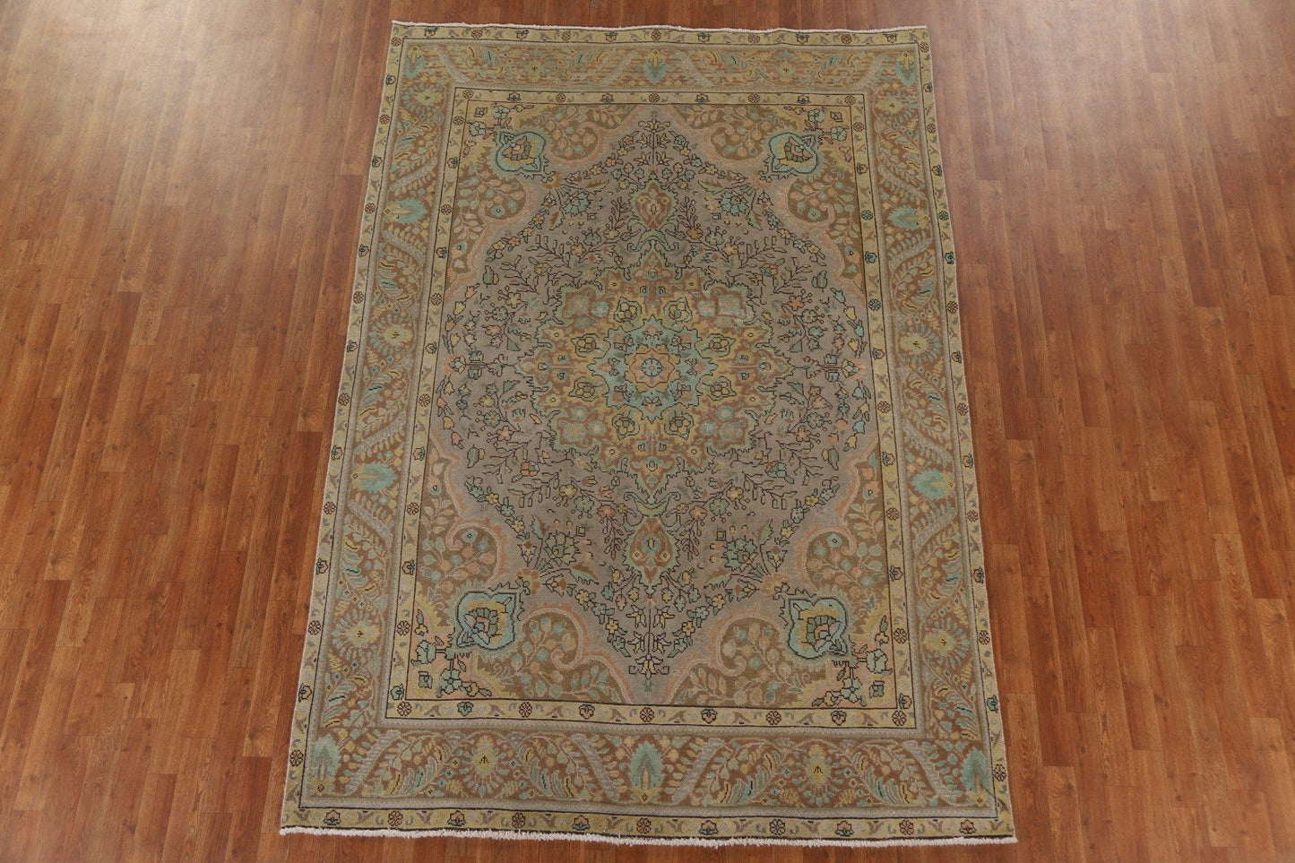 Distressed Over-Dyed Tabriz Persian Area Rug 7x10