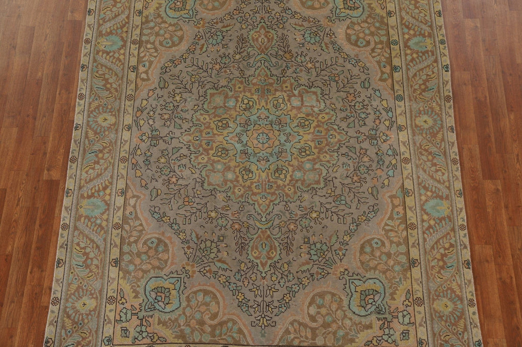 Distressed Over-Dyed Tabriz Persian Area Rug 7x10