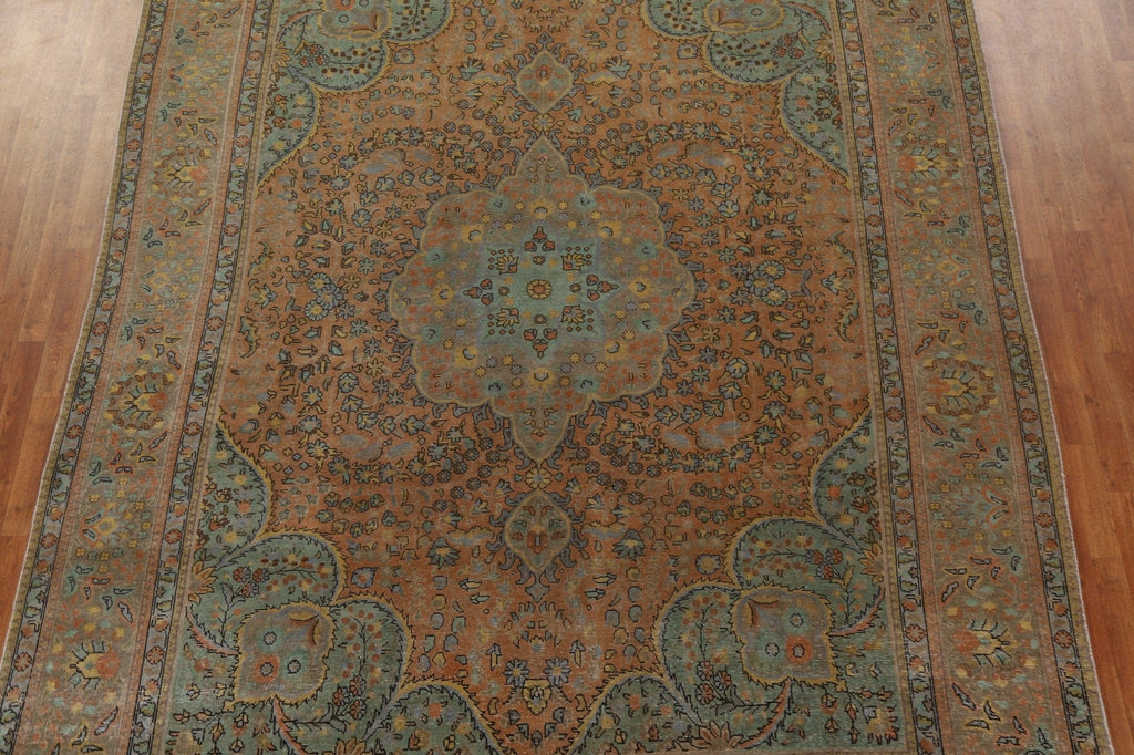 Distressed Over-Dyed Tabriz Persian Area Rug 10x13