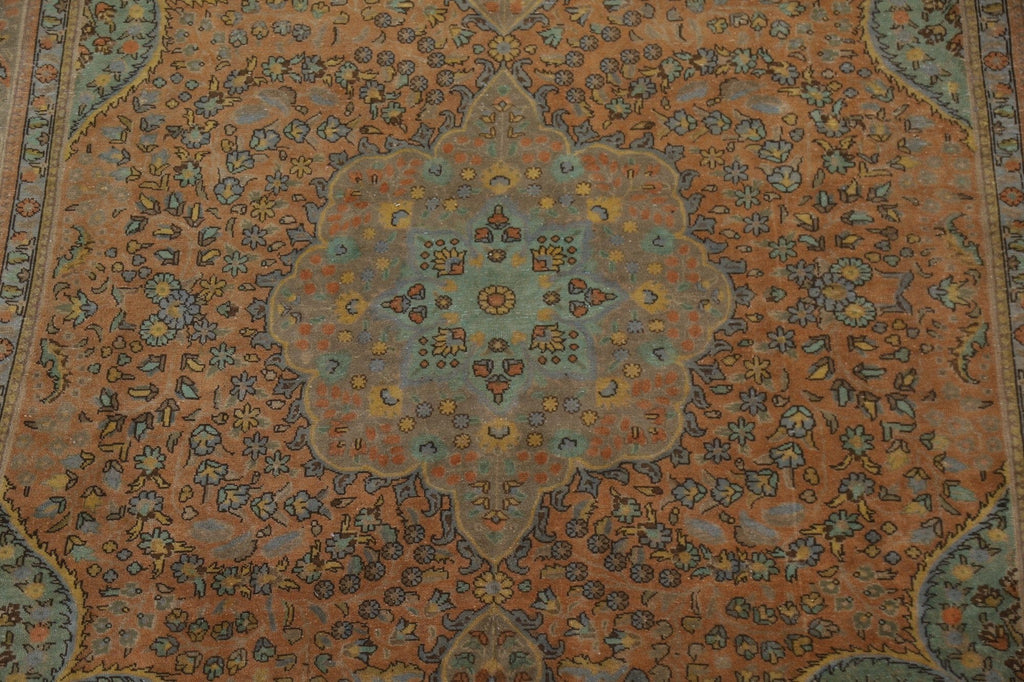 Distressed Over-Dyed Tabriz Persian Area Rug 10x13