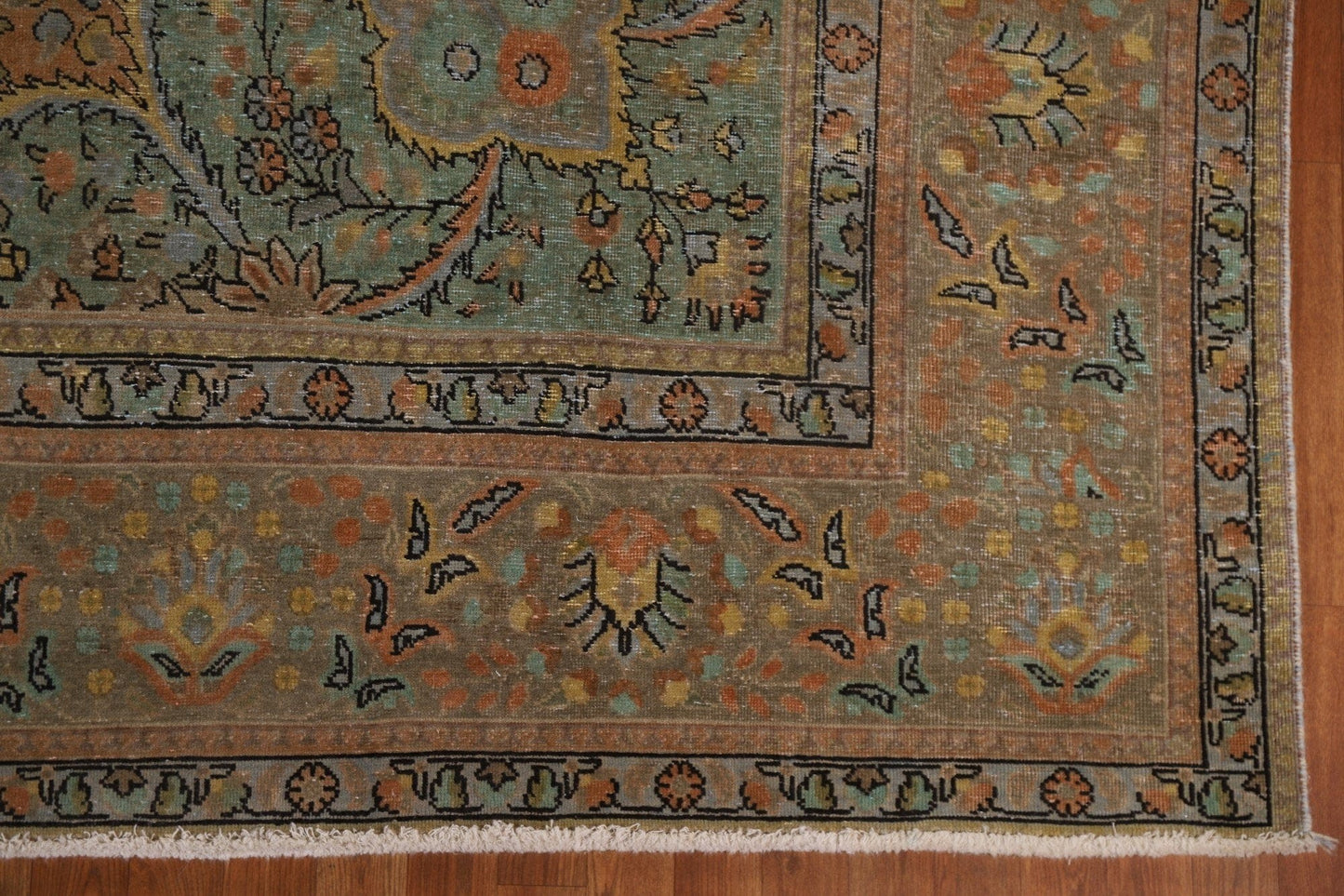 Distressed Over-Dyed Tabriz Persian Area Rug 10x13