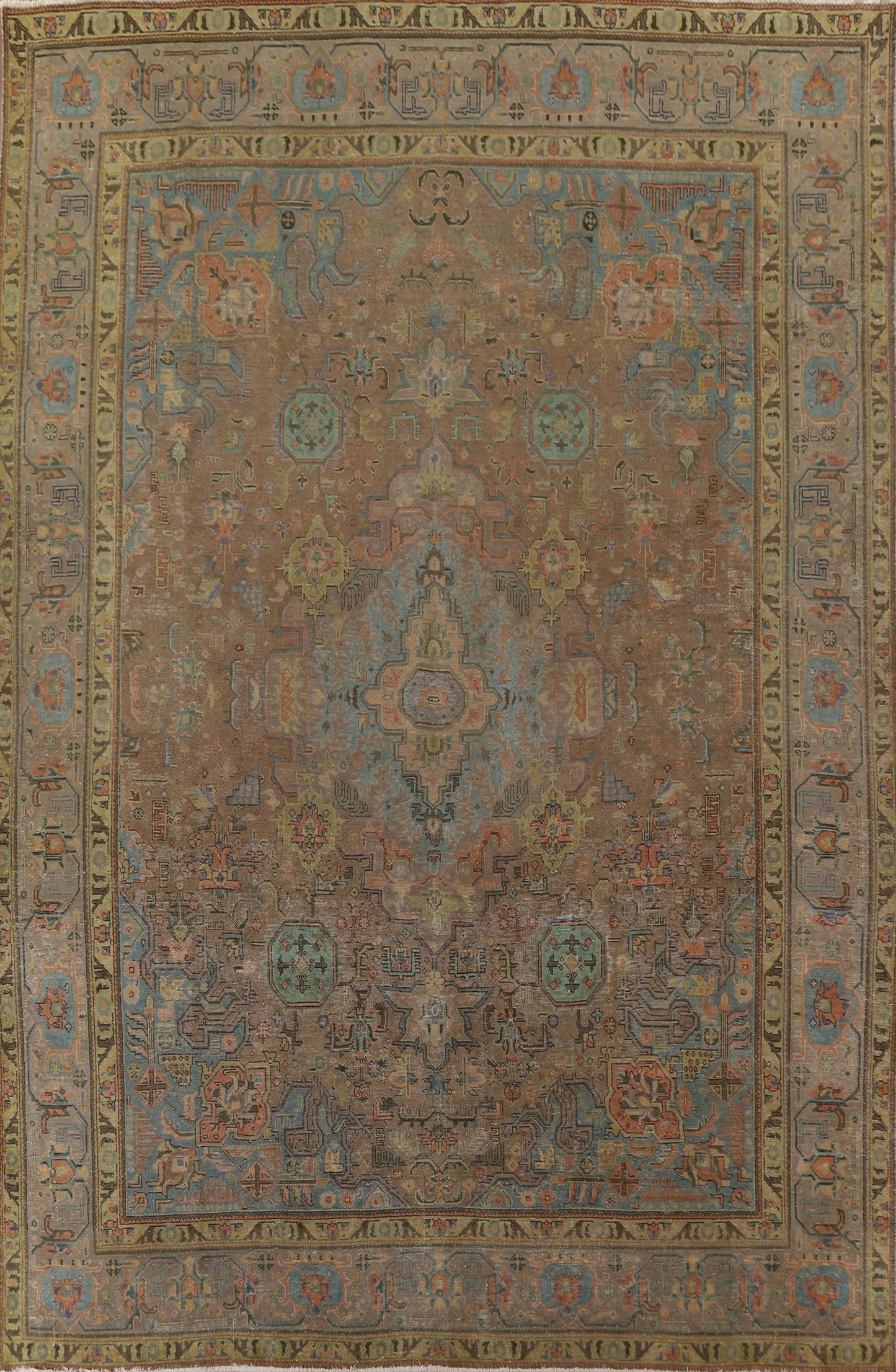 Distressed Over-Dyed Tabriz Persian Area Rug 10x13