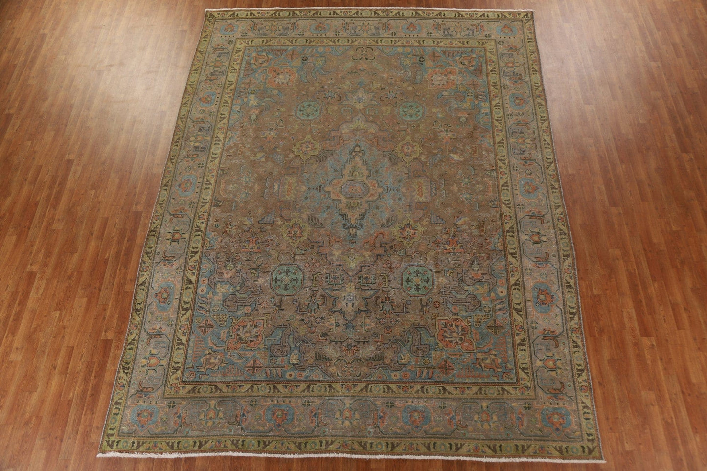 Distressed Over-Dyed Tabriz Persian Area Rug 10x13