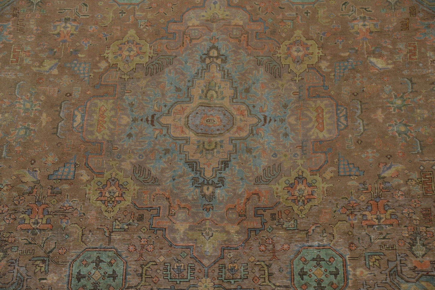 Distressed Over-Dyed Tabriz Persian Area Rug 10x13