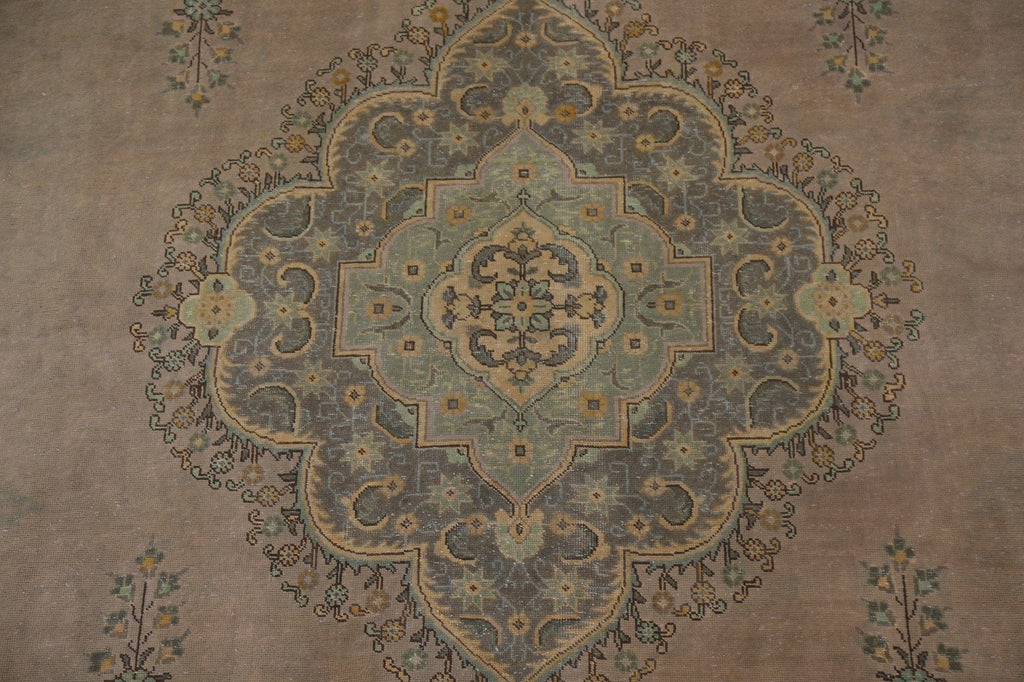 Distressed Over-Dyed Tabriz Persian Area Rug 10x13