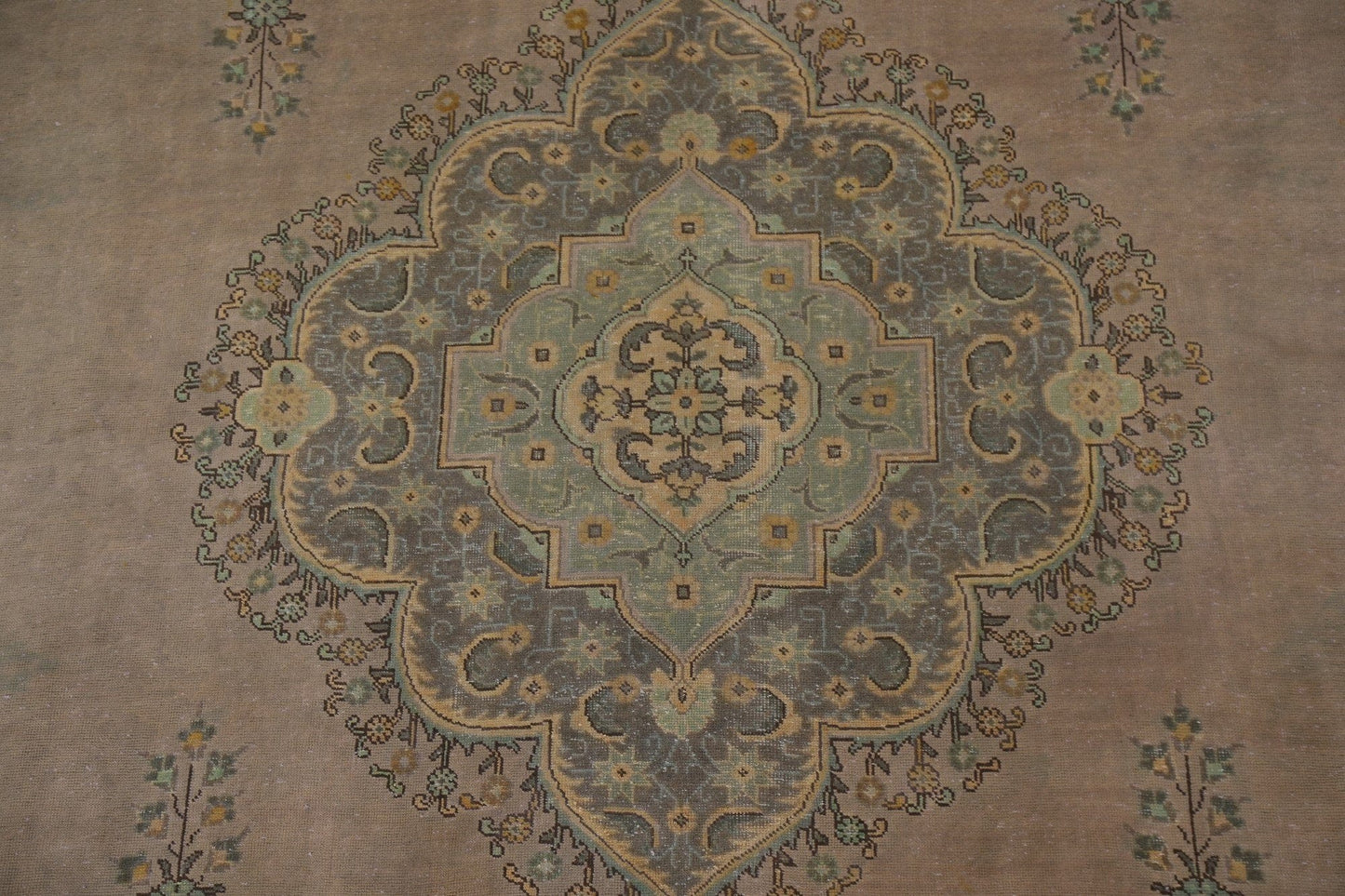 Distressed Over-Dyed Tabriz Persian Area Rug 10x13