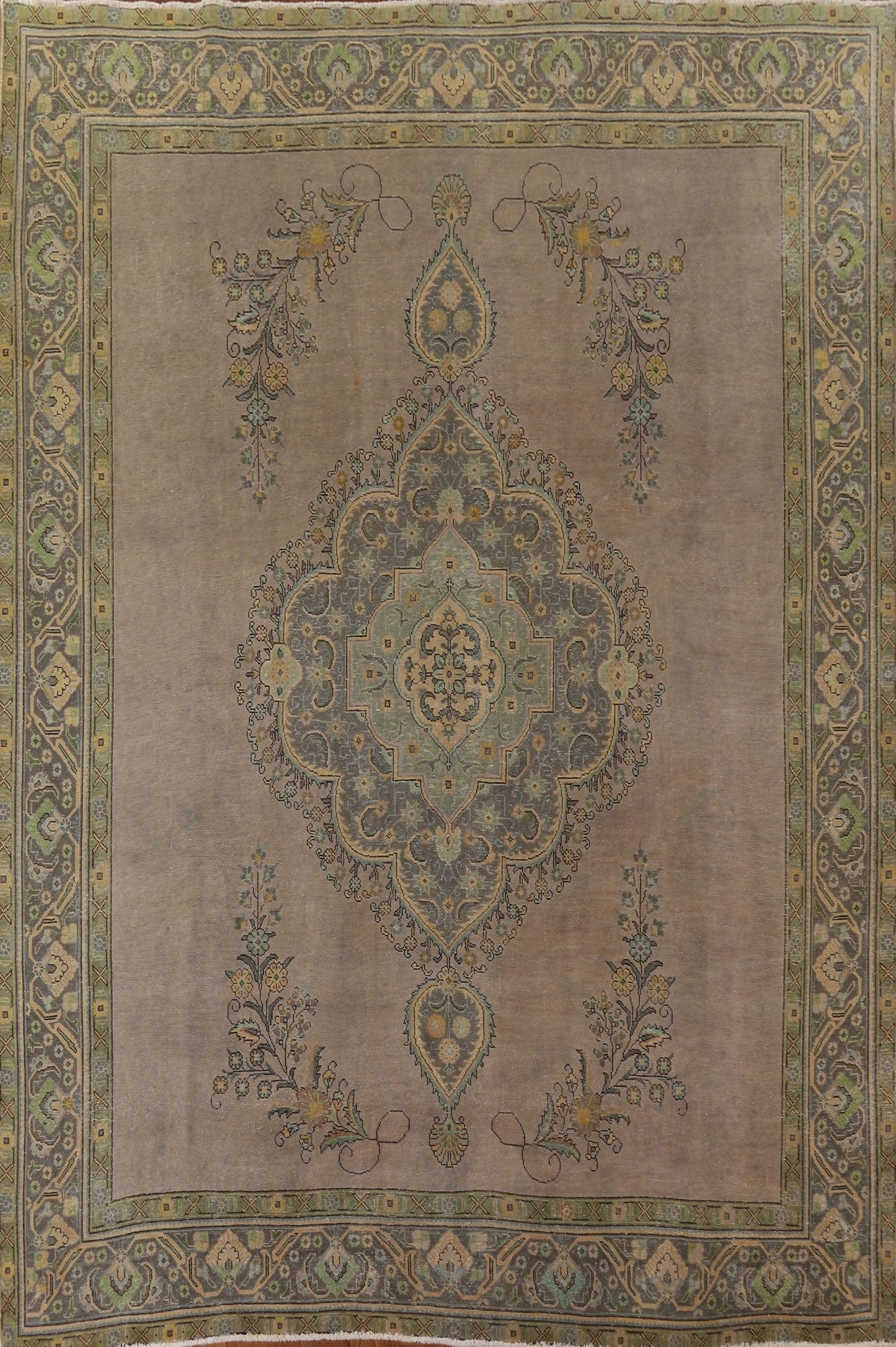 Distressed Over-Dyed Tabriz Persian Area Rug 10x13