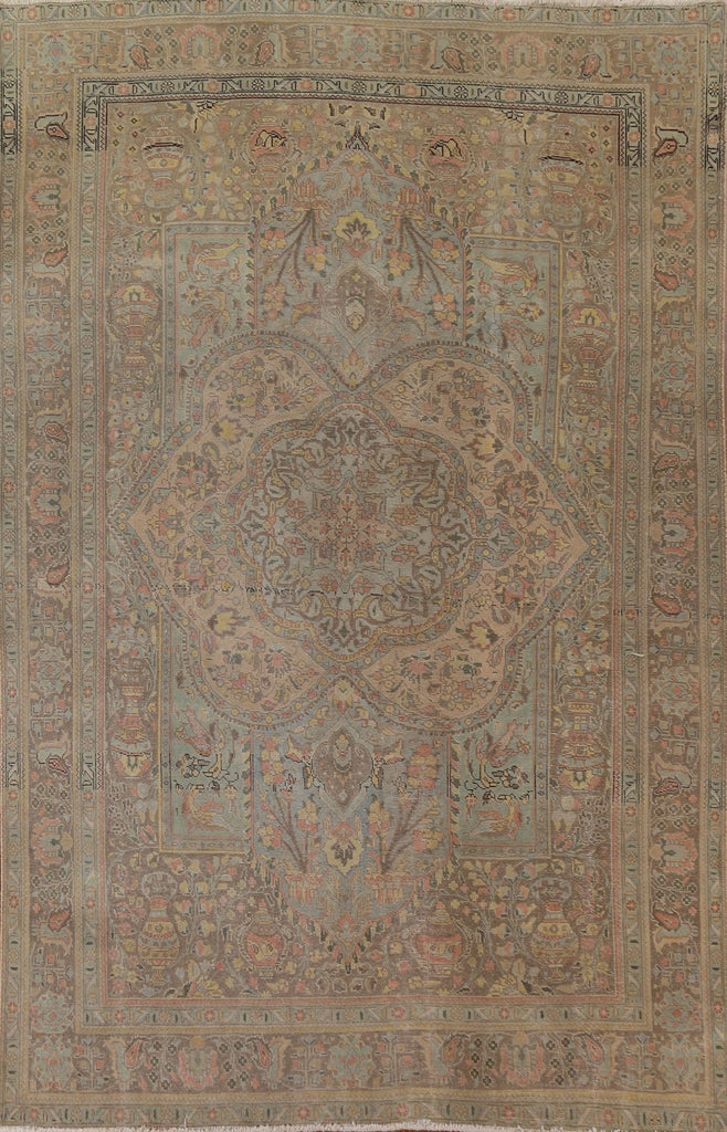 Distressed Over-Dyed Tabriz Persian Area Rug 8x11