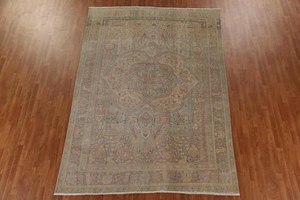 Distressed Over-Dyed Tabriz Persian Area Rug 8x11