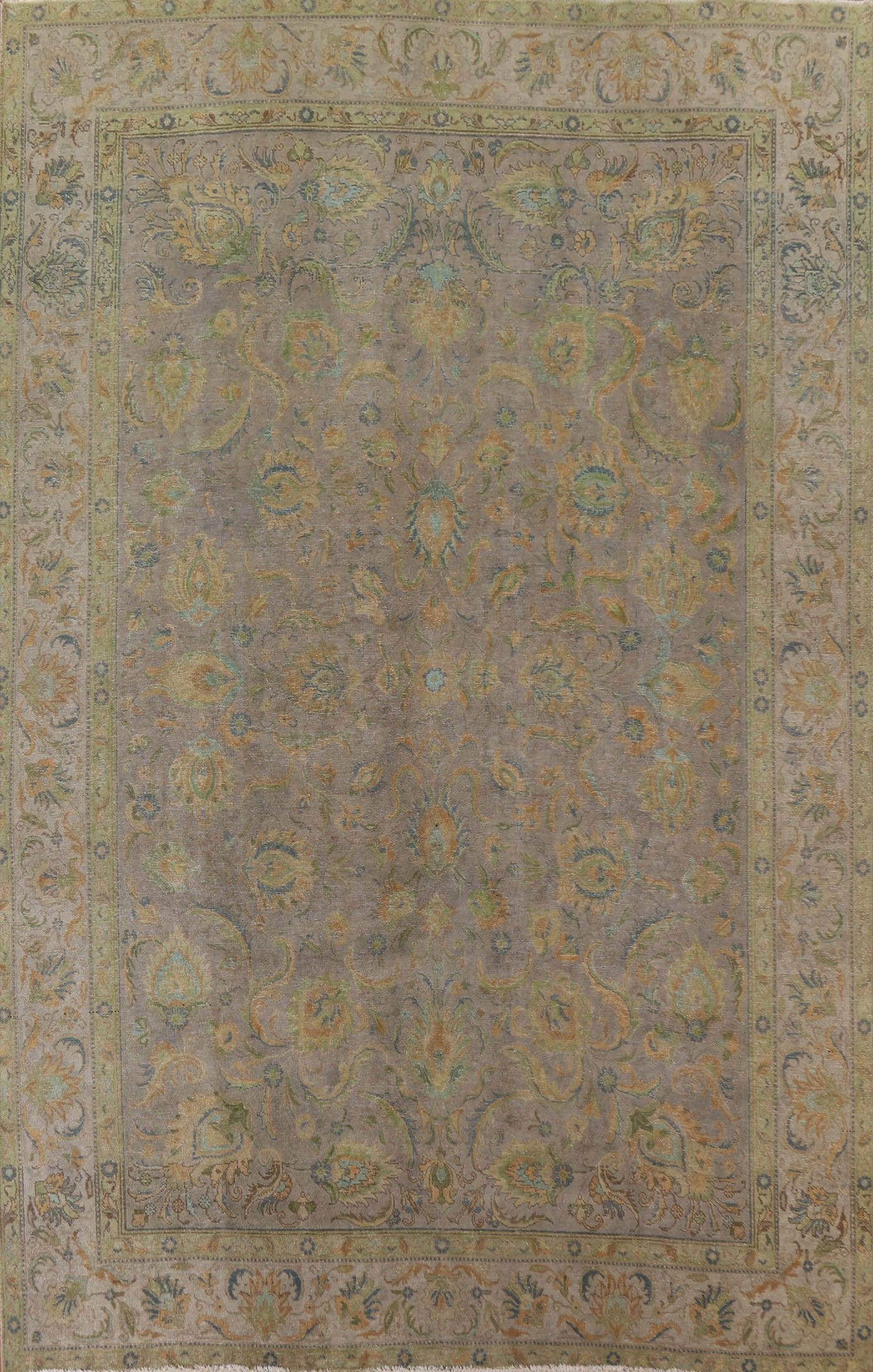 Distressed Over-Dyed Tabriz Persian Area Rug 9x12