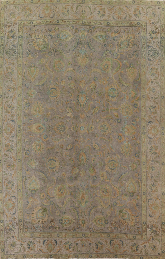 Distressed Over-Dyed Tabriz Persian Area Rug 9x12