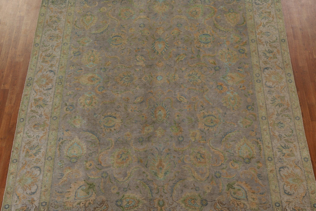 Distressed Over-Dyed Tabriz Persian Area Rug 9x12