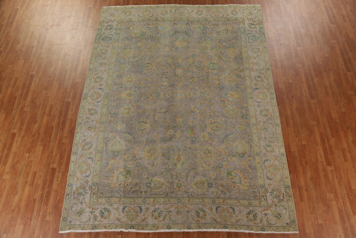 Distressed Over-Dyed Tabriz Persian Area Rug 9x12