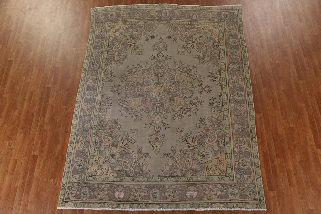 Distressed Over-Dyed Tabriz Persian Area Rug 8x11