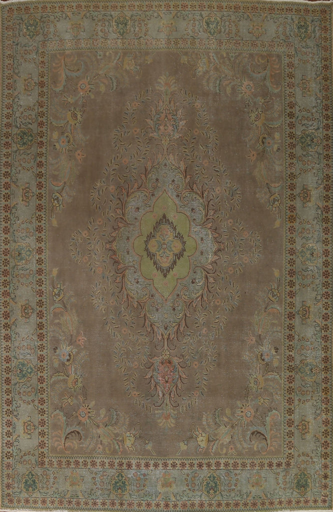 Distressed Over-Dyed Tabriz Persian Area Rug 10x13