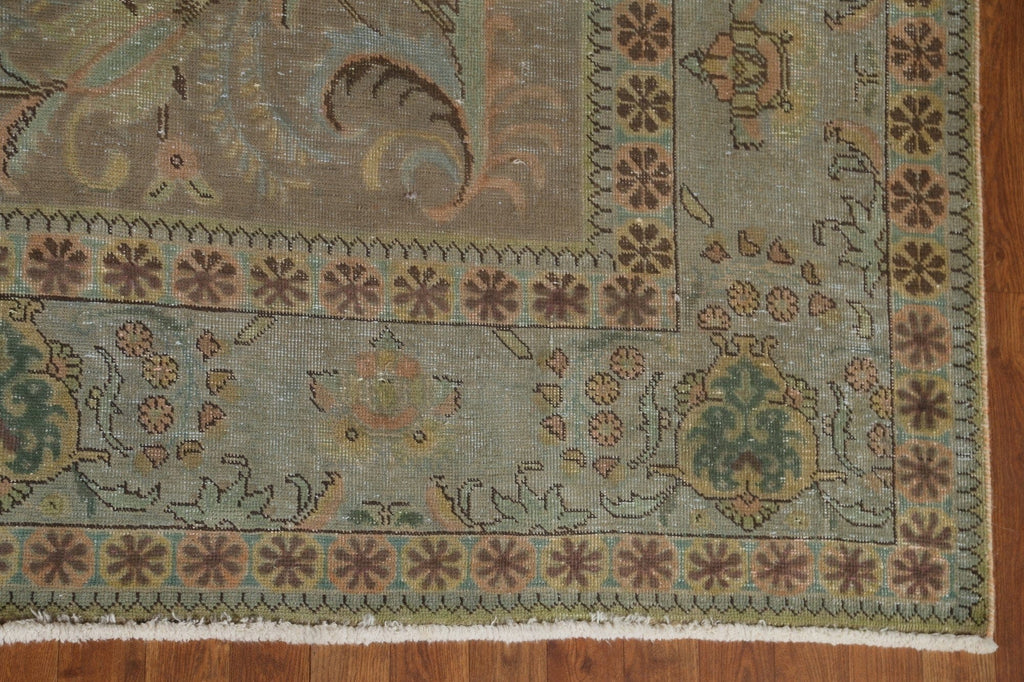 Distressed Over-Dyed Tabriz Persian Area Rug 10x13