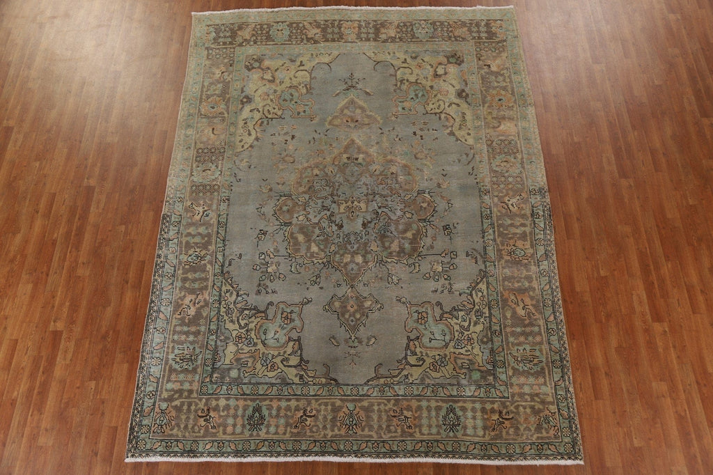 Distressed Over-Dyed Tabriz Persian Area Rug 8x11