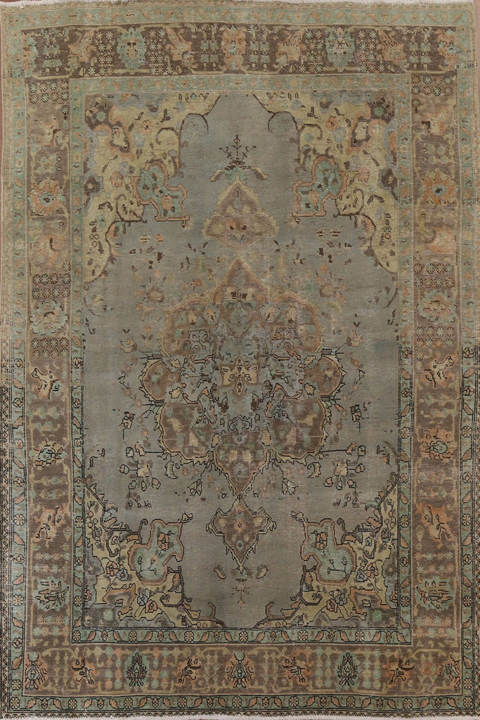 Distressed Over-Dyed Tabriz Persian Area Rug 8x11