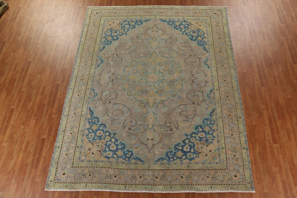 Distressed Over-Dyed Tabriz Persian Area Rug 10x12