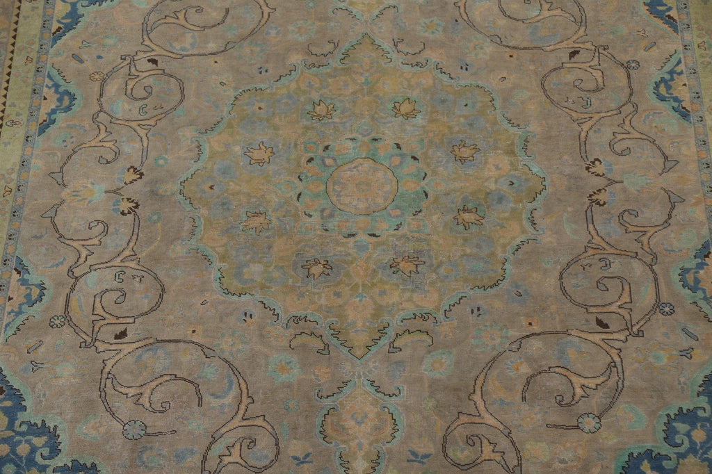 Distressed Over-Dyed Tabriz Persian Area Rug 10x12