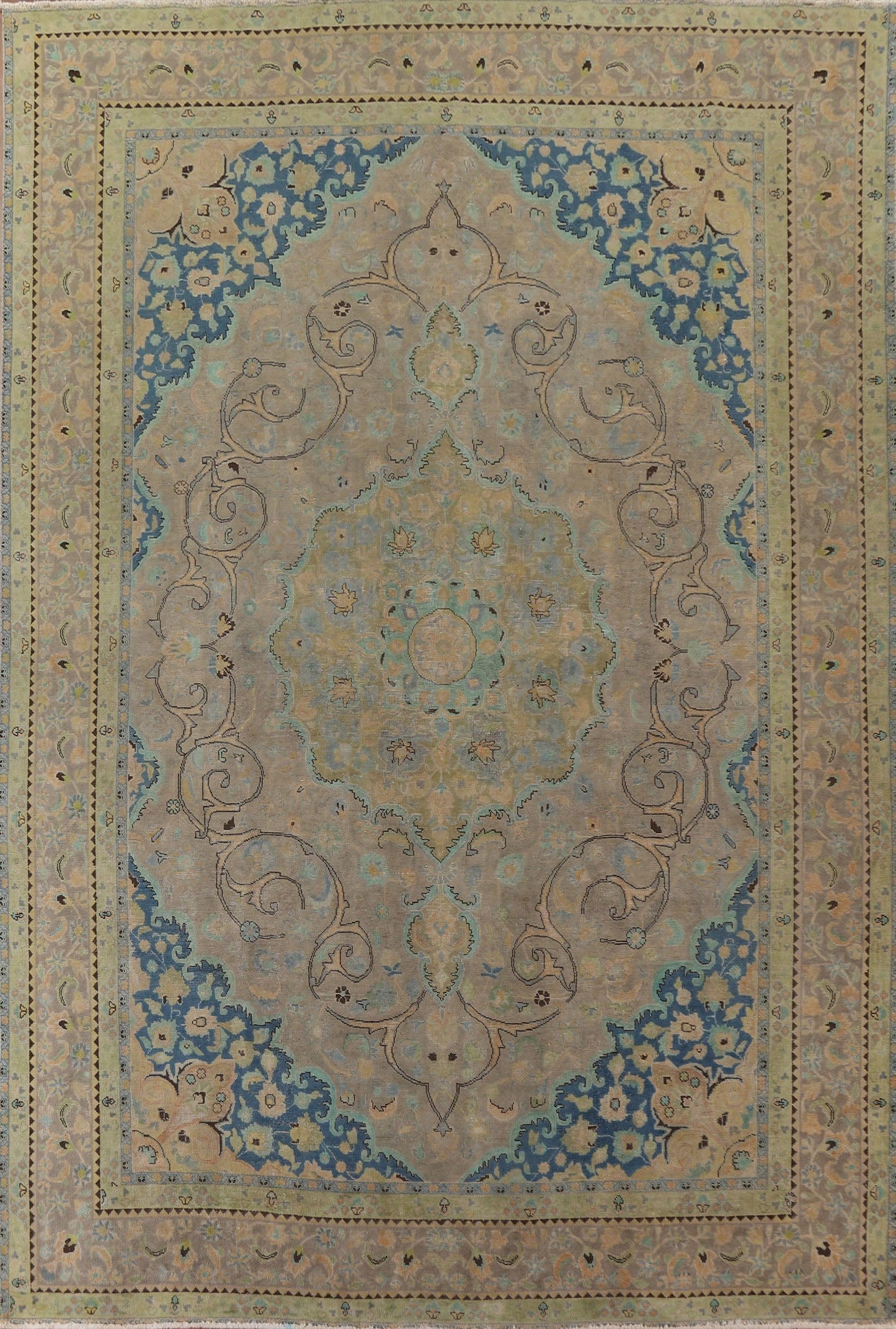 Distressed Over-Dyed Tabriz Persian Area Rug 10x12