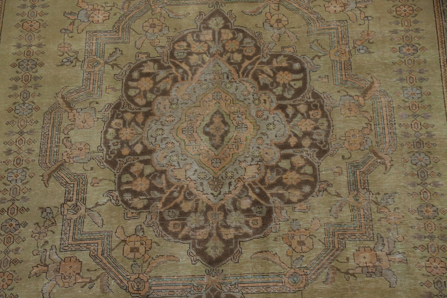 Vintage Distressed Tabriz Persian Area Rug 9x13