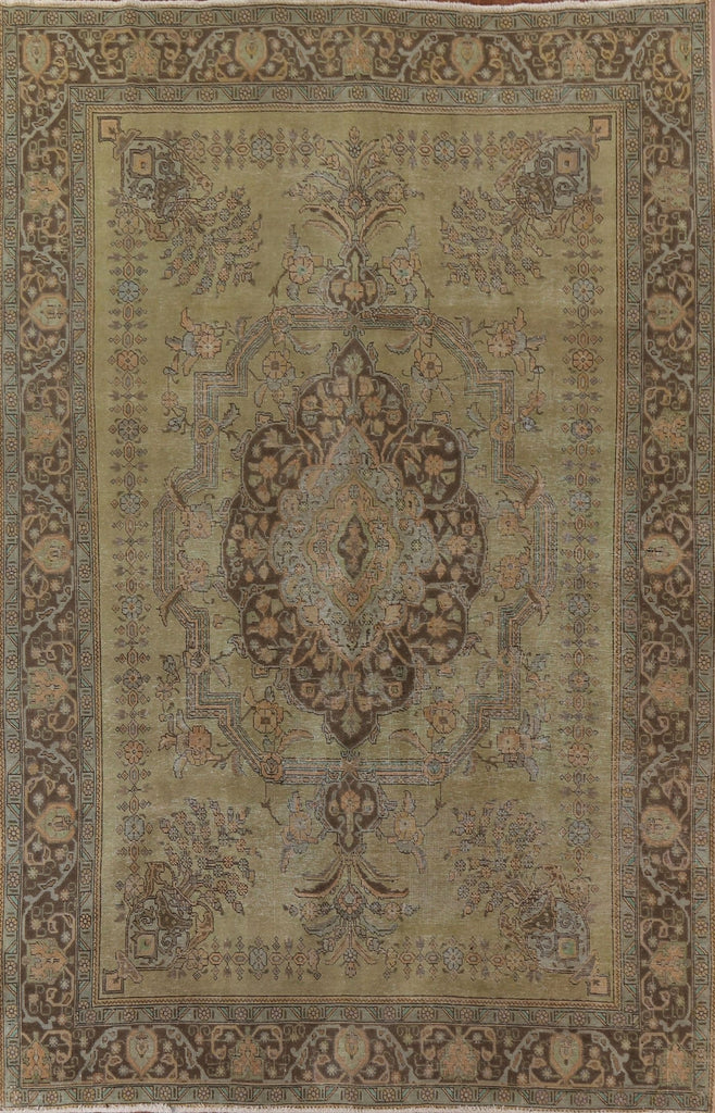 Vintage Distressed Tabriz Persian Area Rug 9x13