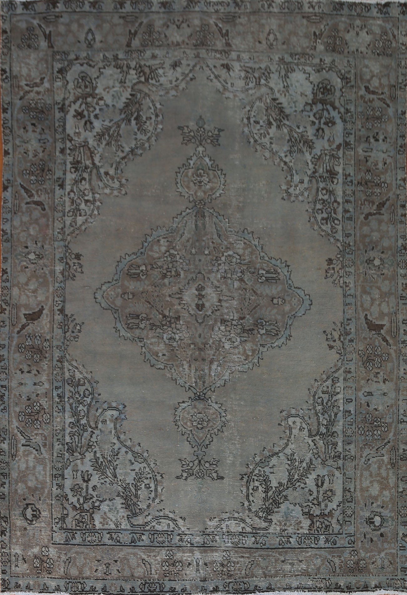 Distressed Over-Dyed Tabriz Persian Area Rug 7x9