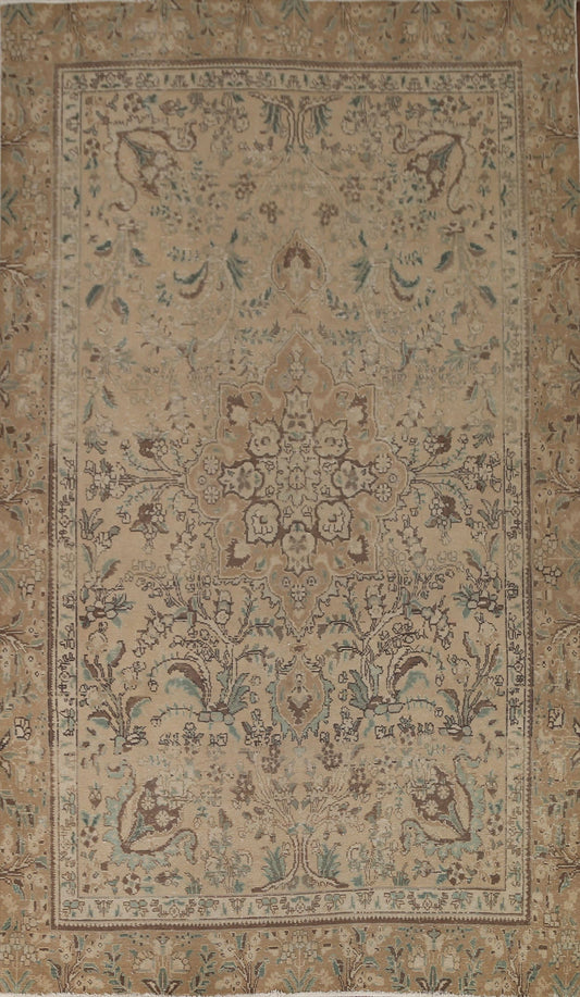 Distressed Floral Tabriz Persian Area Rug 6x9