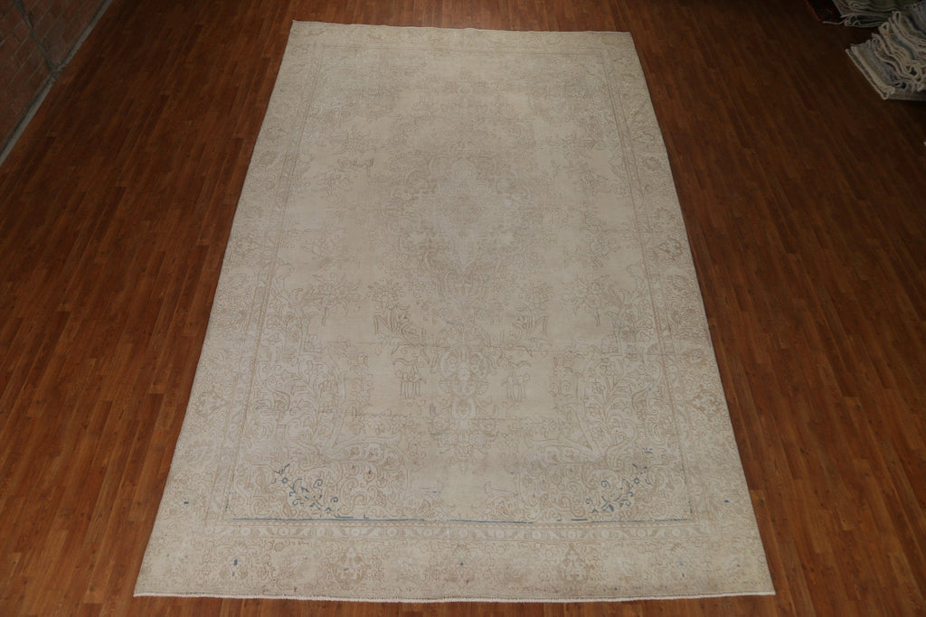 Distressed Muted Tabriz Persian Area Rug 9x15